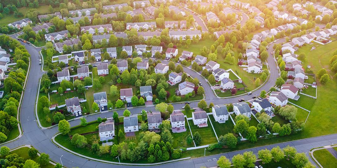 A green estate with single-family houses